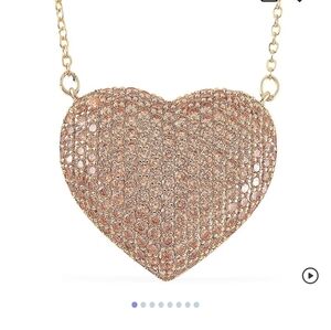 🆕️🧡 Simulated Champagne Diamond Heart Necklace in Goldtone 3.00 ctw🧡
